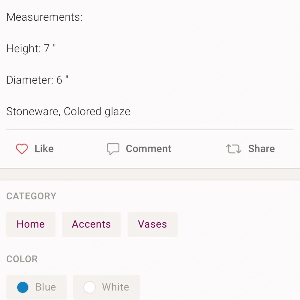 New IKEA Blue and White Ceramic Vase